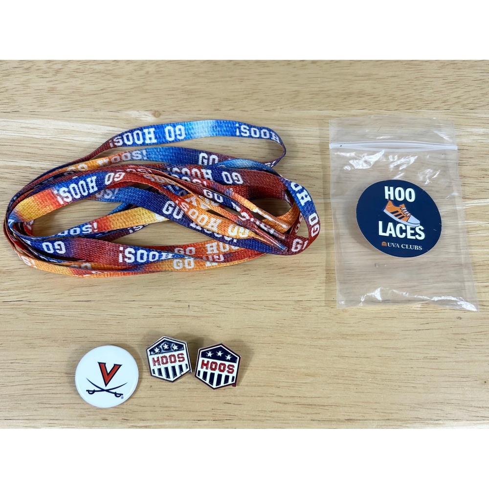 University of Virginia UVA Cavaliers Hoo Shoelaces &‎ 3 Pin SET Collectible